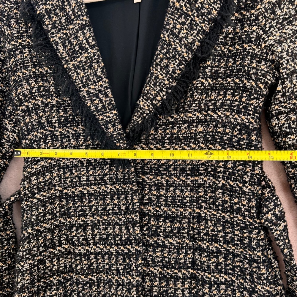 L'Agence Luba Tweed Fringe Belted Jacket Black Gold Wool Blend Size 0 - Picture 4 of 12